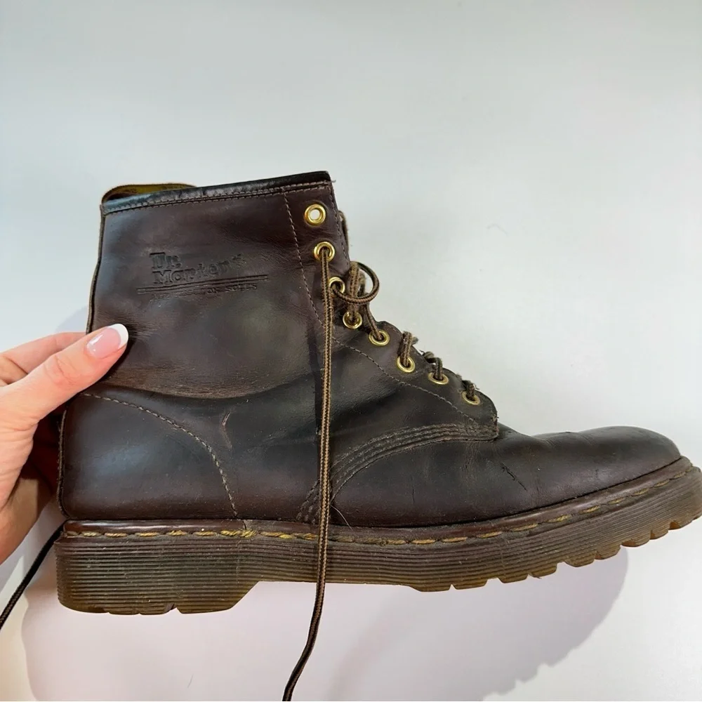 Dr. Martens Made In England Leather Combat Boots Dark Brown Size 10